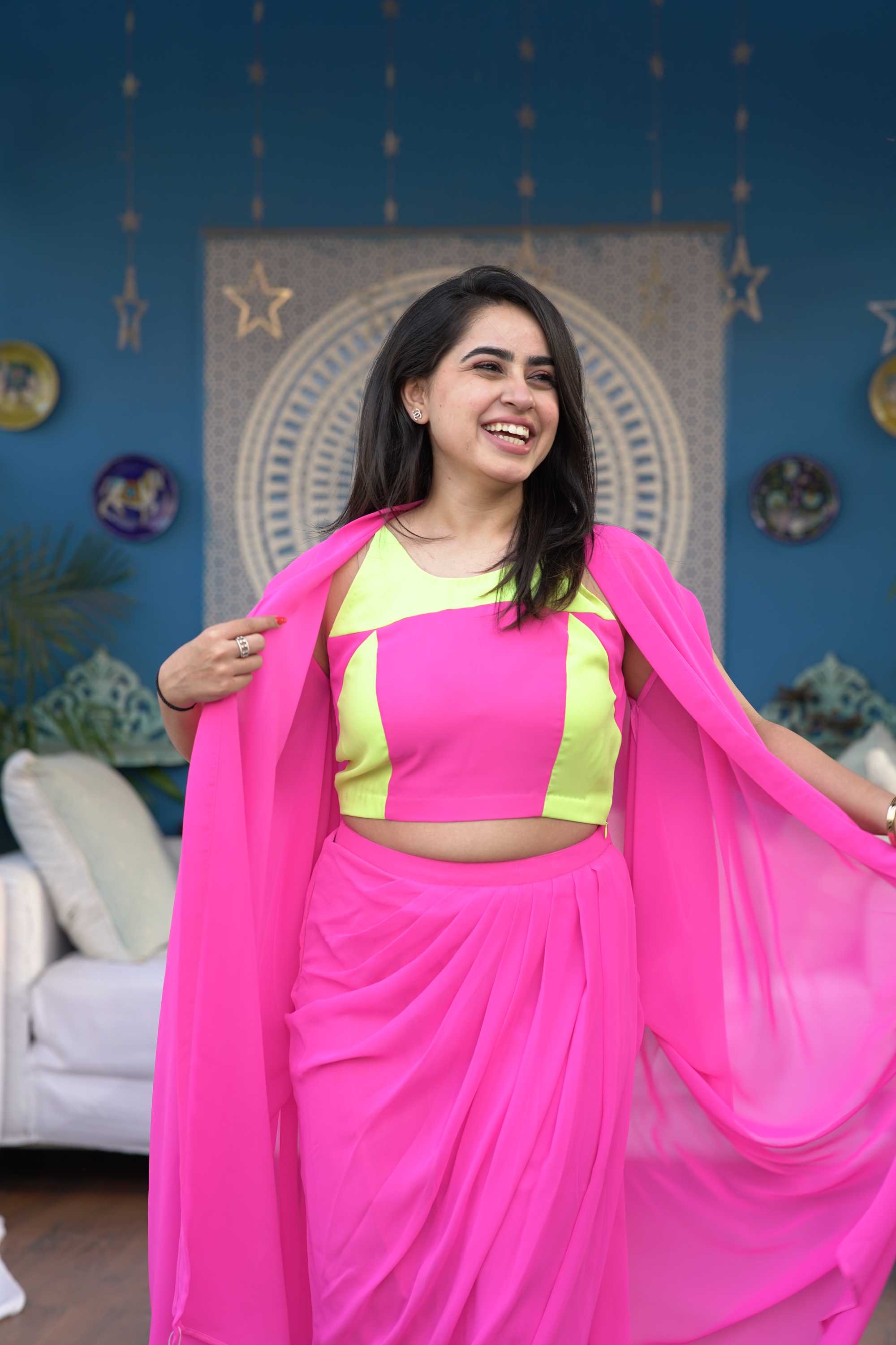 PINK COORD SET WITH SHRUG FOR WOMEN