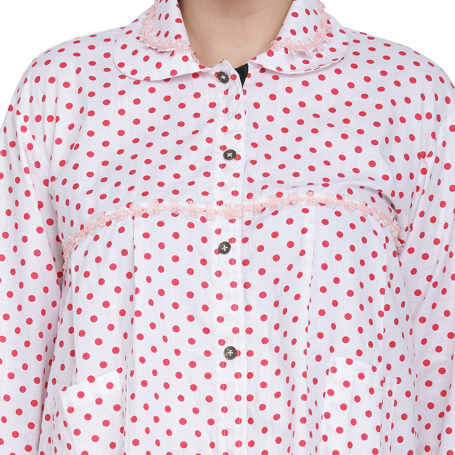 POLKA DOT PINK NIGHT SUIT WITH EYE AND FACE MASK