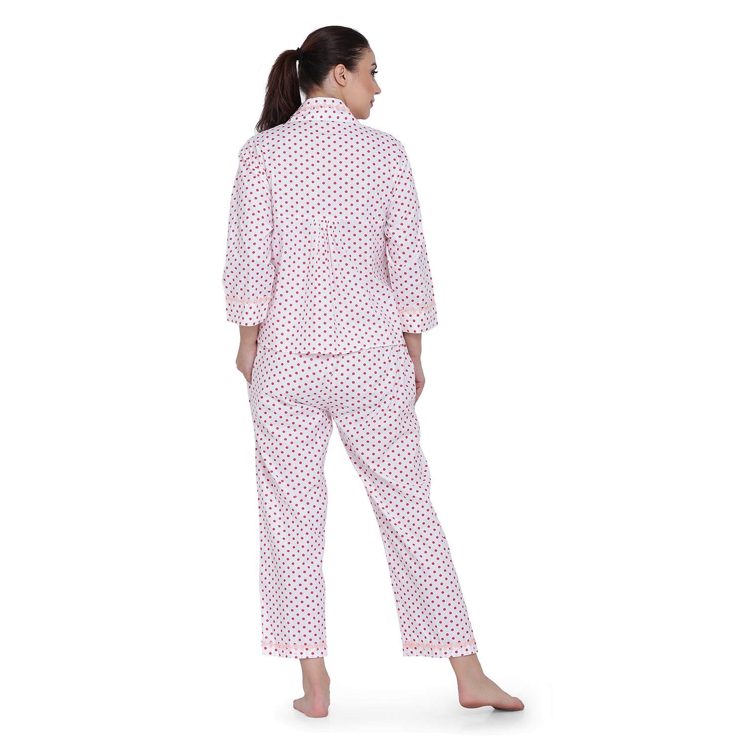 POLKA DOT PINK NIGHT SUIT WITH EYE AND FACE MASK