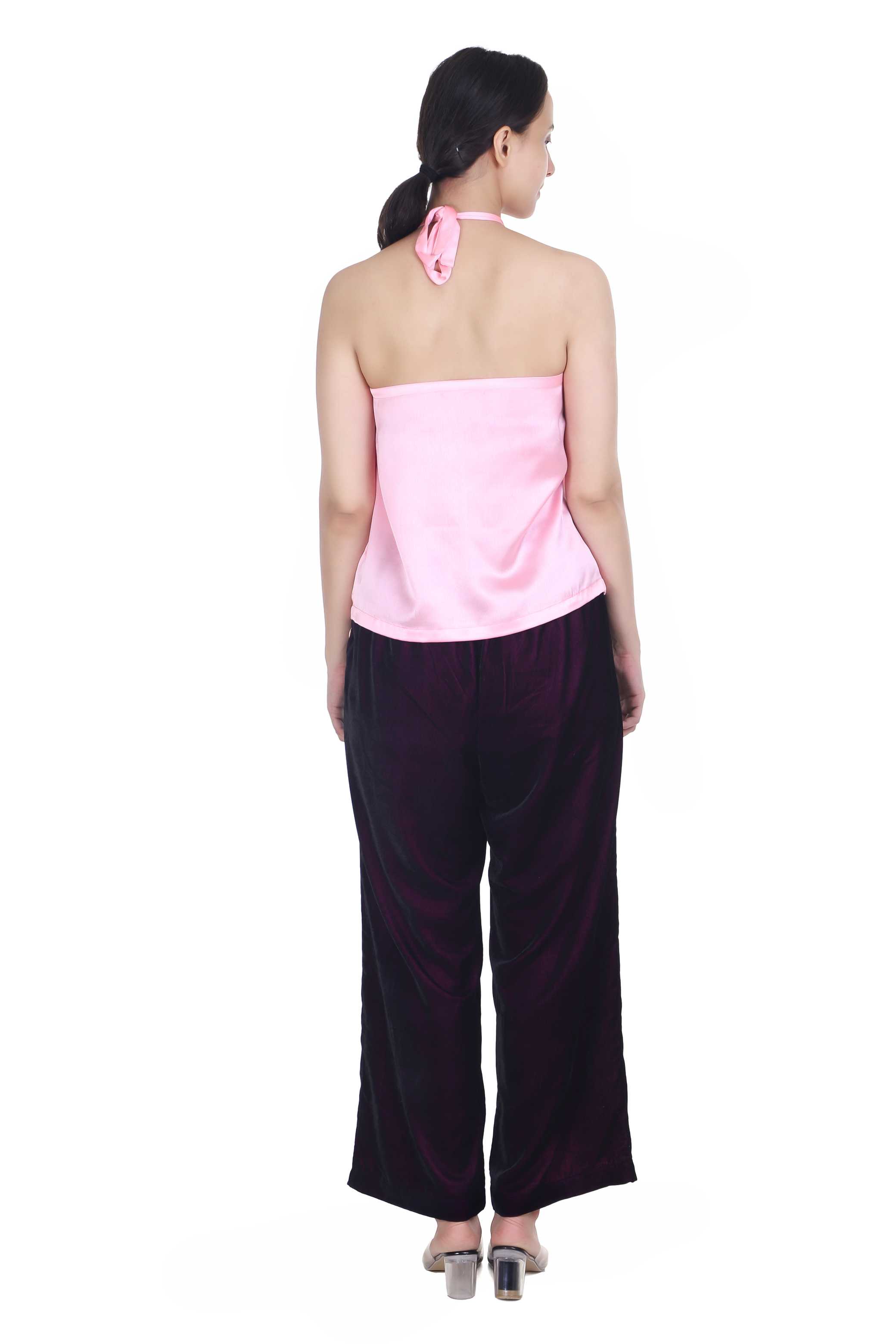 LINNEA SOFT PINK HALTER NECK TOP FOR WOMEN
