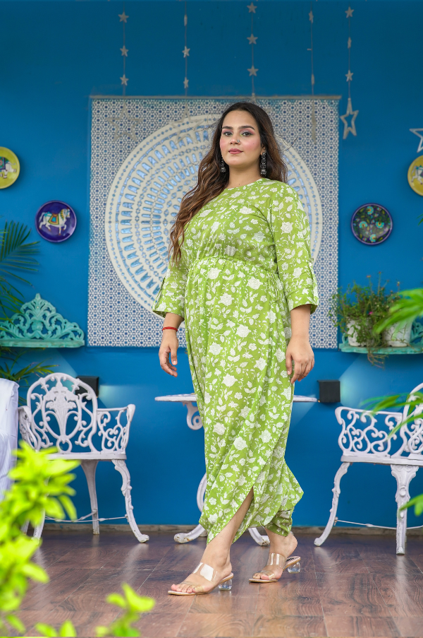 GREEN PRINTED JUMPSUIT FOR WOMEN