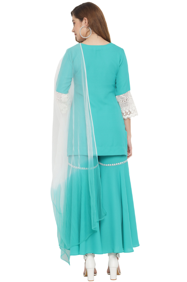 Turquoise Green Sharara set for Women