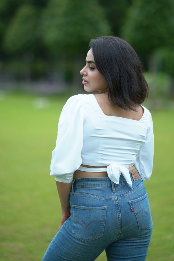 Modern White Front-Knot Top for Women