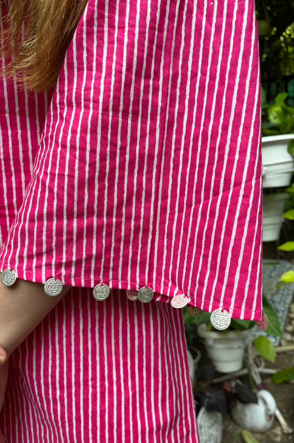 BRIGHT PINK PRINTED LEHERIYA SET FOR WOMEN