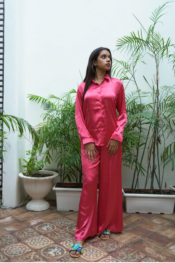 PREMIUM RED SATIN NIGHT SUIT FOR WOMEN