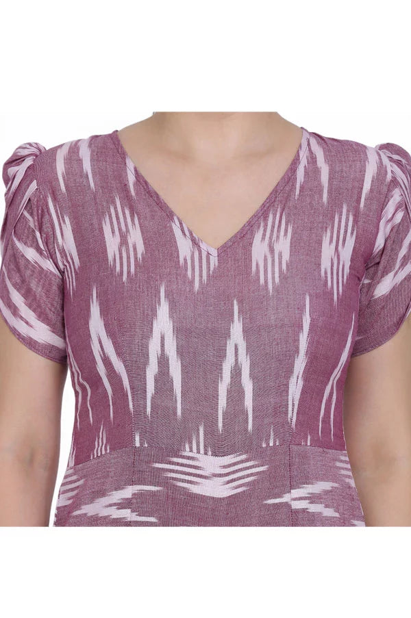 Ikat Cotton Printed V Neck Jumpsuit For Women