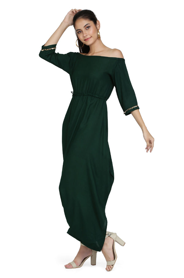 LUXURY COTTON FOREST GREEN JUMPSUIT FOR WOMEN