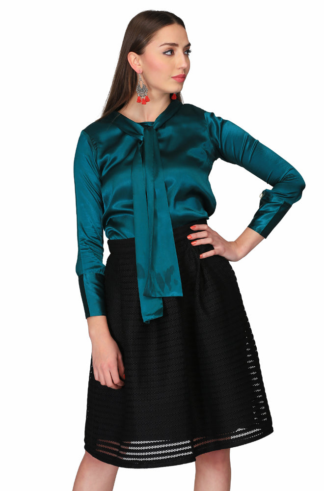 CLASSIC SATIN GREEN TOP FOR WOMEN