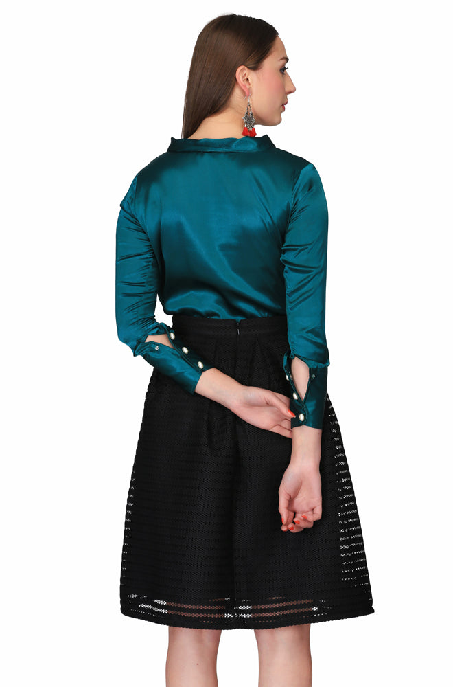CLASSIC SATIN GREEN TOP FOR WOMEN