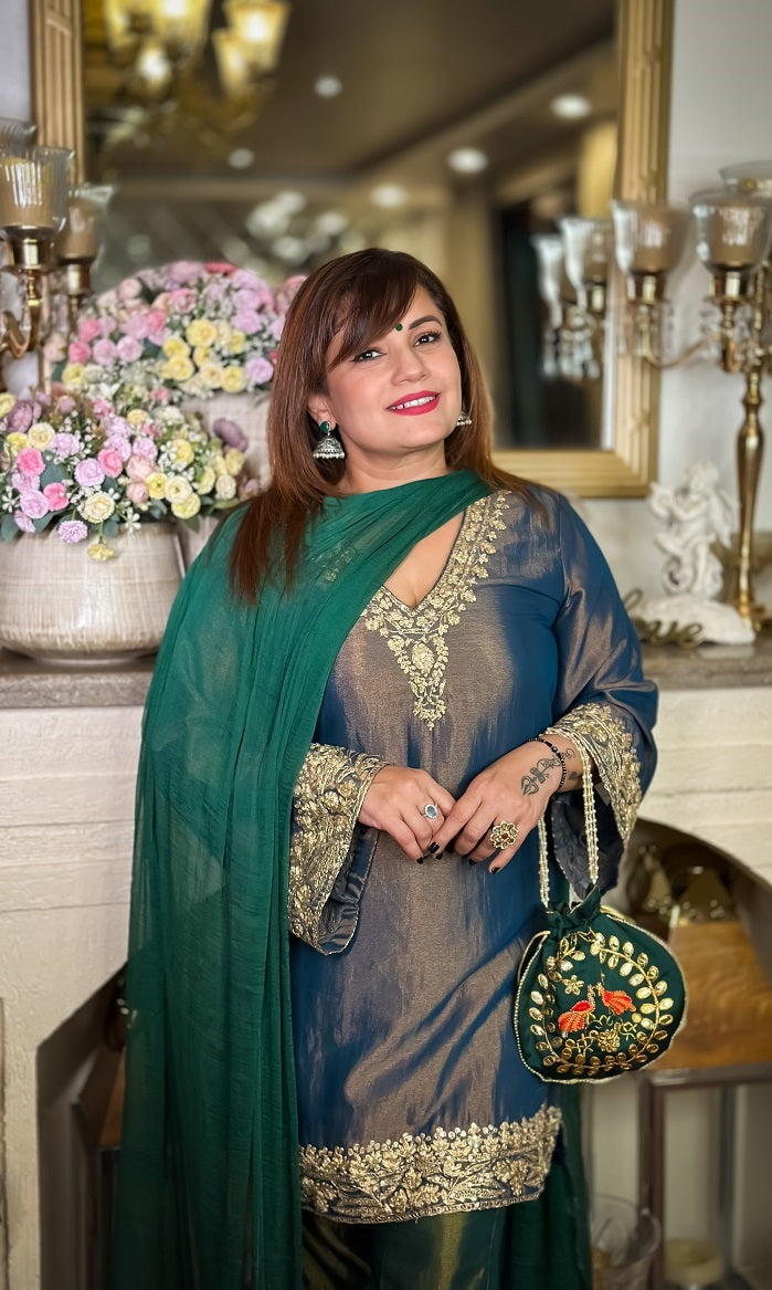 Sapphire Elegance Blue Silk Salwar Suit