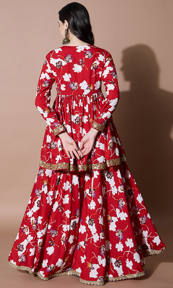 RAJASI LAL PHOOL SHARARA SET FOR WOMEN