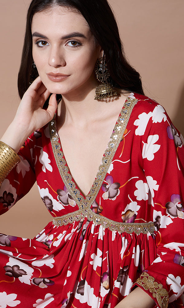 RAJASI LAL PHOOL SHARARA SET FOR WOMEN