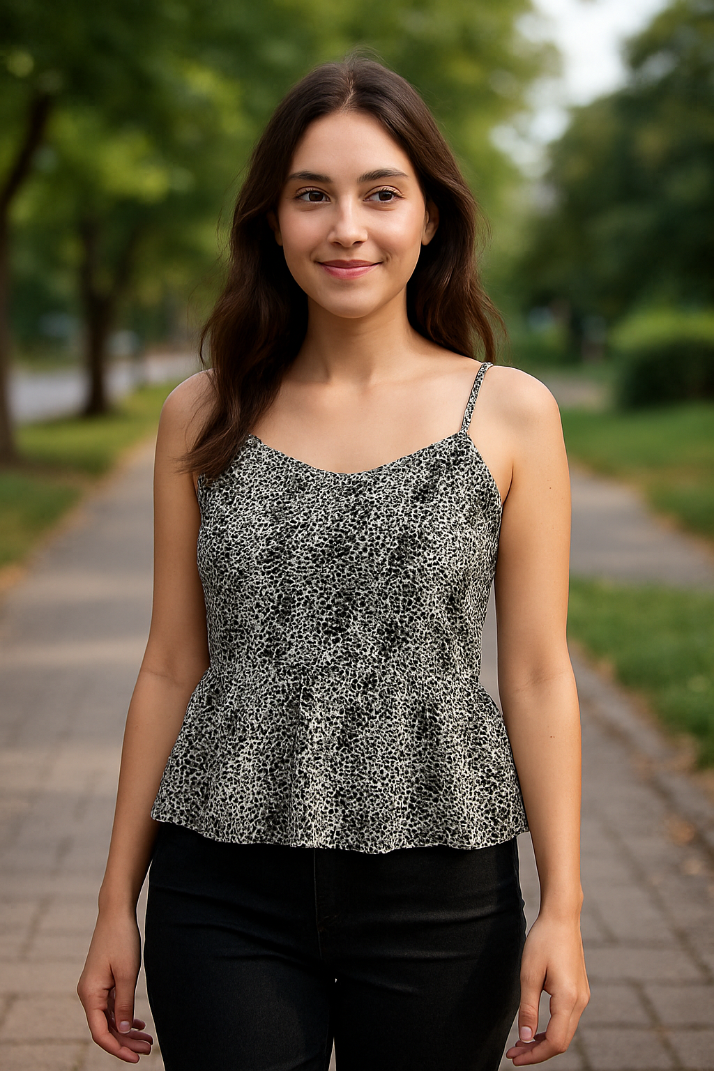Daisy Black Printed Indigo Top for Women