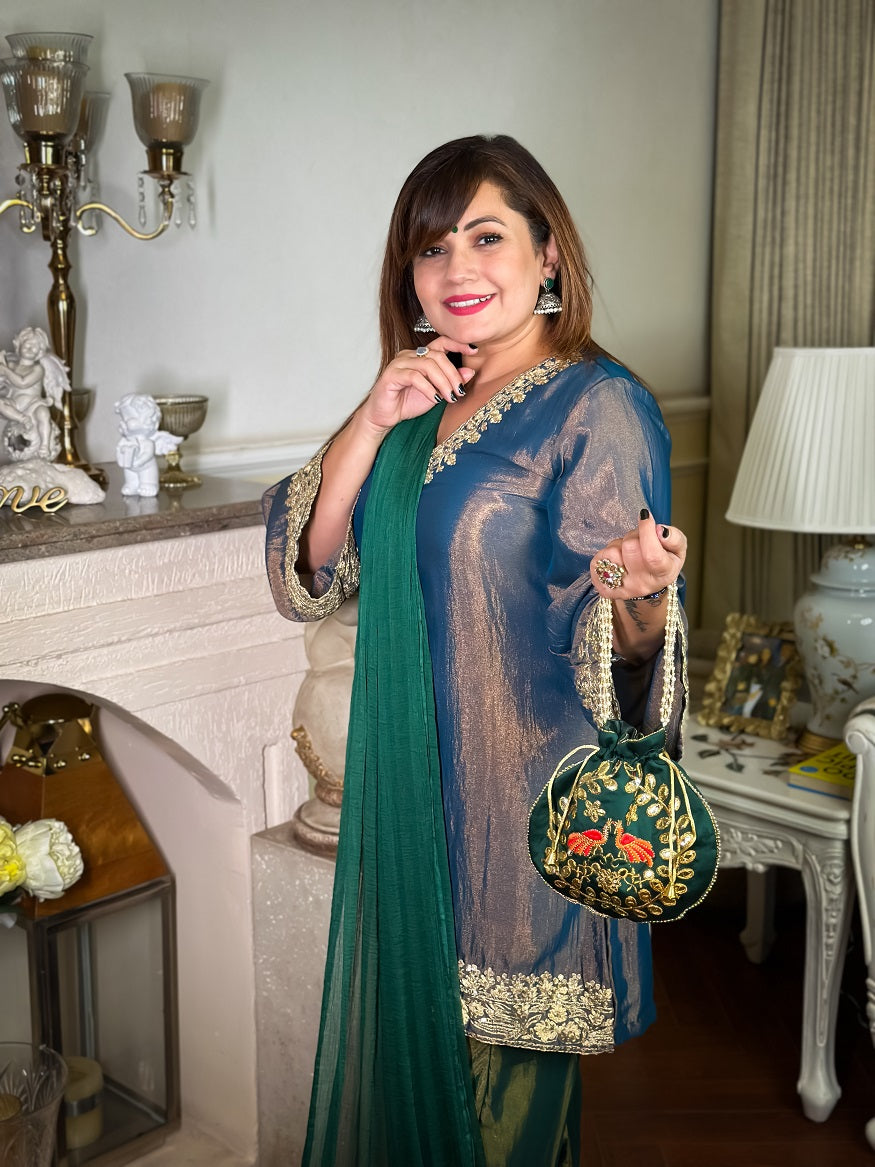 Sapphire Elegance Blue Silk Salwar Suit