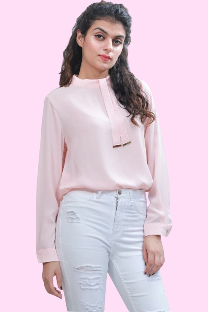 CHIC PEACH FULL SLEEVE GEORGETTE TOP
