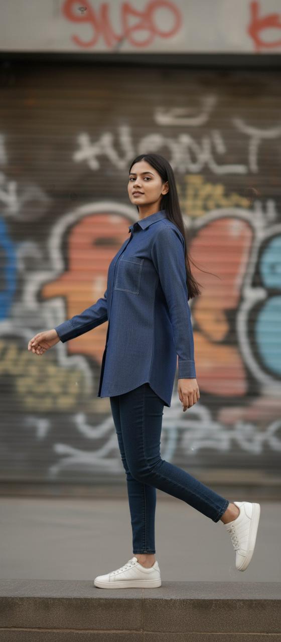 BLUE DENIM DIVA SHIRT FOR WOMEN