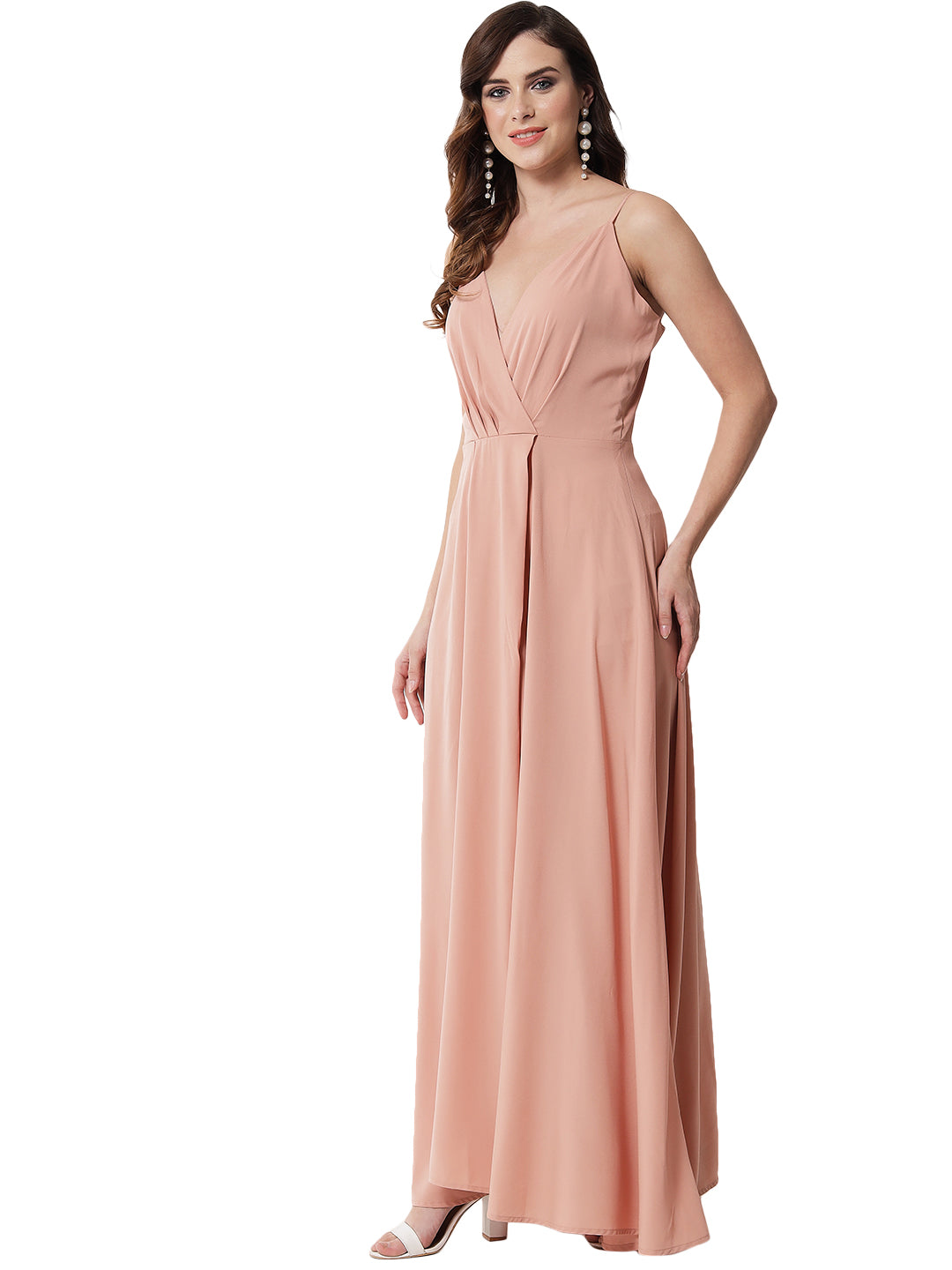 VIOLA DUSTY PINK OVERLAP DRESS FOR WOMEN