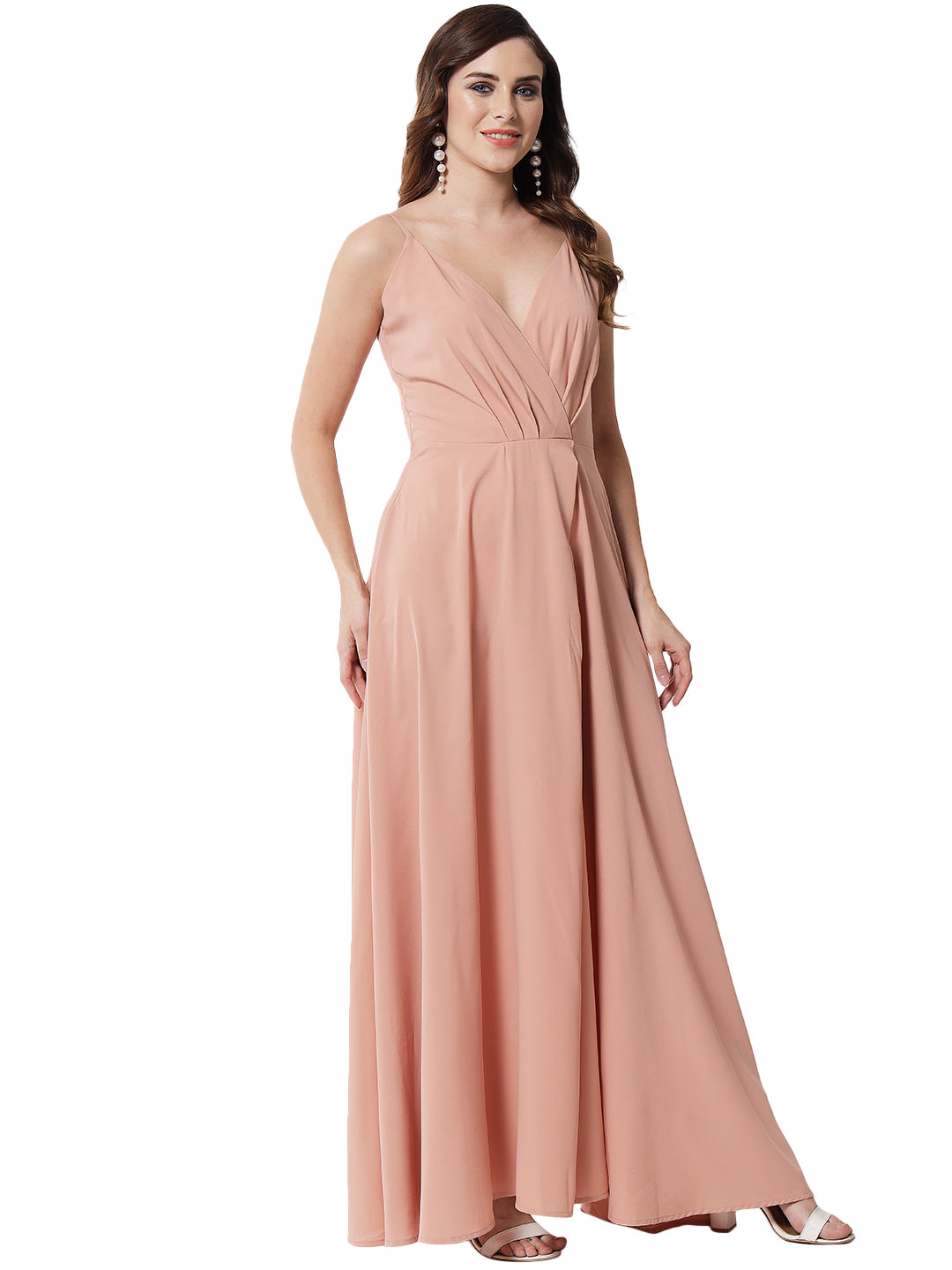 VIOLA DUSTY PINK OVERLAP DRESS FOR WOMEN