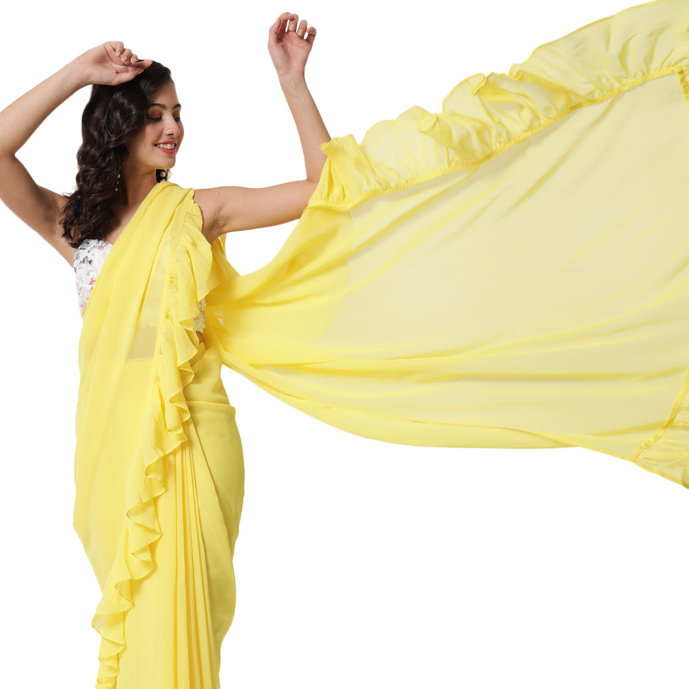 DESIGNER YELLOW SAREE FOR WOMEN