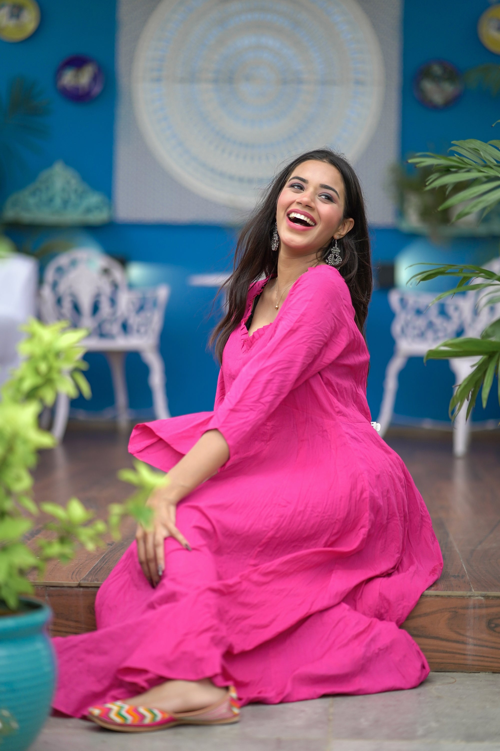 PREMIUM PINK MULMUL DRESS FOR WOMEN
