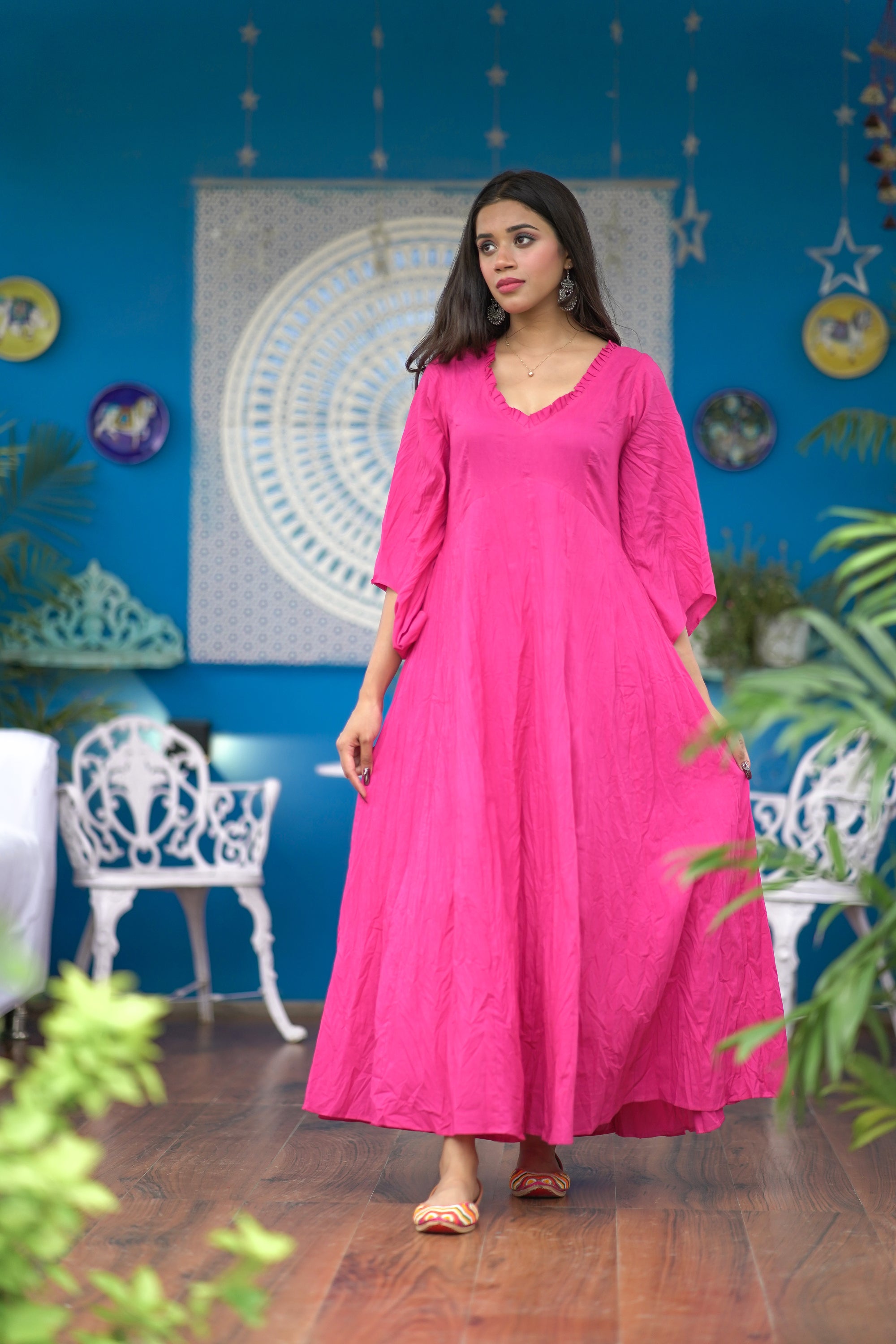 PREMIUM PINK MULMUL DRESS FOR WOMEN